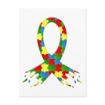 AUTISM AWARENESS PUZZLE RIBBON postcards