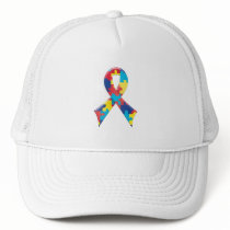 Autism Awareness Ribbon A4 Trucker Hat