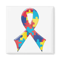 Autism Awareness Ribbon A4 Refrigerator Magnet