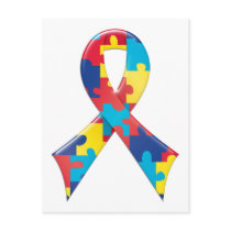 Autism Awareness Ribbon A4 Postcards