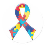 Autism Awareness Ribbon A4 Round Stickers