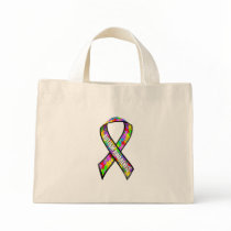 Autism awareness ribbon canvas bag