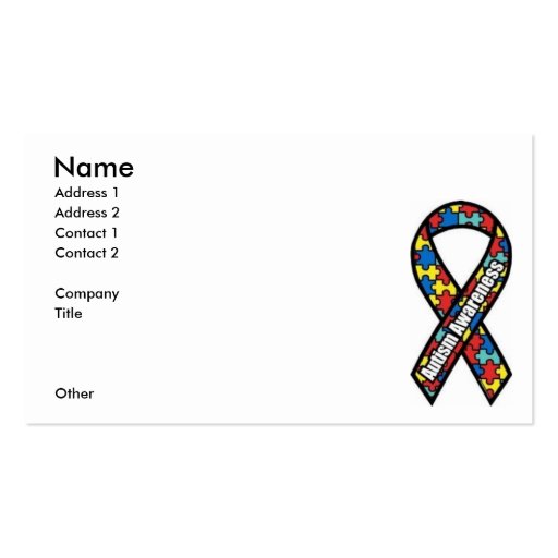 Autism Awareness Ribbon Business Cards (front side)