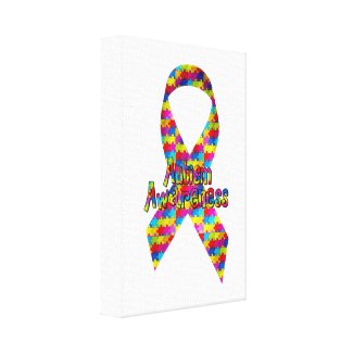 Autism Awareness Ribbon wrappedcanvas