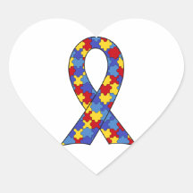Autism Awareness  Ribbon Heart Sticker