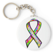 Autism awareness ribbon keychains