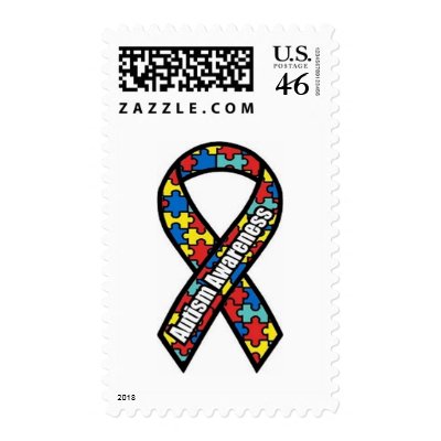 Autism Awareness Ribbon Postage Stamp by kokobaby
