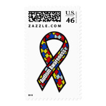 Autism Awareness Ribbon Postage Stamp