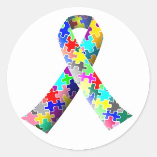 Autism Awareness Ribbon Round Stickers Sheets