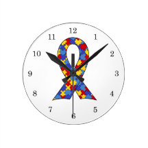 Autism Awareness  Ribbon Wallclock