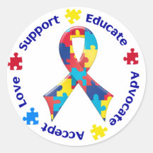 Autism Awareness Round Stickers