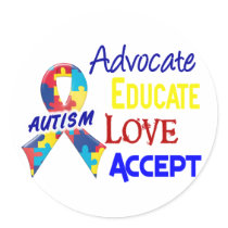 Autism Awareness Round Stickers