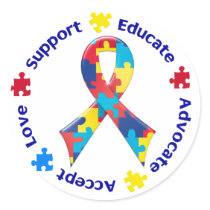 Autism Awareness Round Stickers