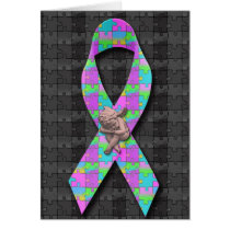 Autism Awarness Angel Puzzle Pieces Ribbon Cause cards