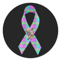 Autism Awarness Angel Puzzle Pieces Ribbon Cause stickers