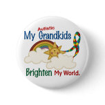 Autism BRIGHTEN MY WORLD 1 Grandkids Pinback Button