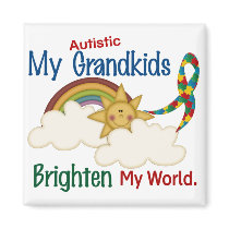 Autism BRIGHTEN MY WORLD 1 Grandkids Magnets