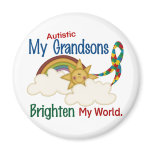 Autism BRIGHTEN MY WORLD 1 Grandsons Refrigerator Magnet