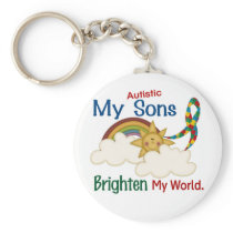 Autism BRIGHTEN MY WORLD 1 Sons Key Chain