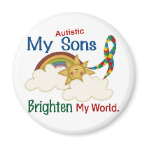 Autism BRIGHTEN MY WORLD 1 Sons Refrigerator Magnets