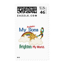 Autism BRIGHTEN MY WORLD 1 Sons Postage Stamps