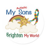Autism BRIGHTEN MY WORLD 1 Sons Round Stickers