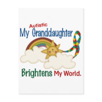 Autism BRIGHTENS MY WORLD 1 Granddaughter Postcard