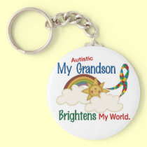 Autism BRIGHTENS MY WORLD 1 Grandson keychains
