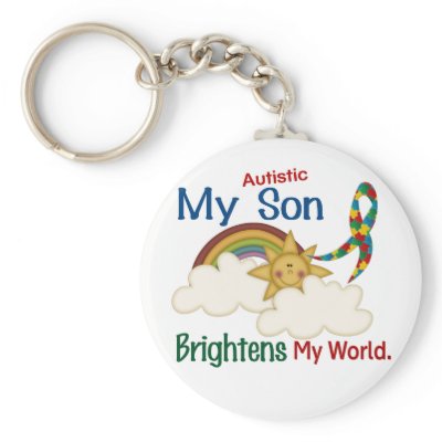 Autism BRIGHTENS MY WORLD 1 Son key chain
