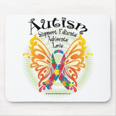 Autism Butterfly 3 Mouse Pads by fightcancertees
