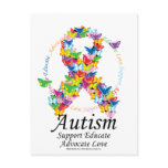 Autism Butterfly Ribbon Post Cards