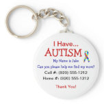 Autism Child ID Zipper Pull (Changeble Text) keychains