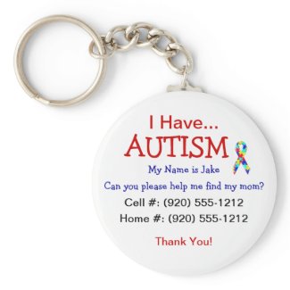 Autism Child ID Zipper Pull (Changeble Text) keychain