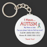 Autism Child ID Zipper Pull (Changeble Text) keychains