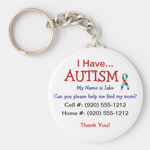 Autism Child ID Zipper Pull (Changeble Text) Key Chains