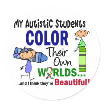 Autism COLOR THEIR OWN WORLDS Students Round Sticker