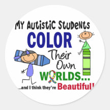 Autism COLOR THEIR OWN WORLDS Students Round Sticker
