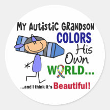 Autism COLORS HIS OWN WORLD Grandson Sticker