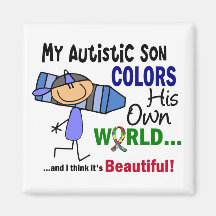 Autism COLORS HIS OWN WORLD Son Fridge Magnets