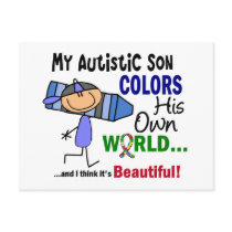 Autism COLORS HIS OWN WORLD Son Postcard
