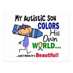 Autism COLORS HIS OWN WORLD Son Postcard