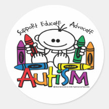 Autism Crayons Round Stickers