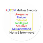 Autism Defines Round Sticker