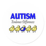 Autism Embrace Differences Round Stickers