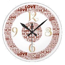 Autism Family2  Round (Large) Clock wall clocks