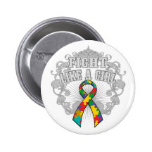 Autism Fight Like A Girl Fleurish Pins