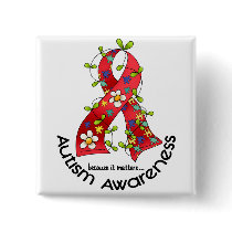 AUTISM Flower Ribbon 1 Pinback Buttons