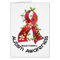 AUTISM Flower Ribbon 1 Greeting Card
