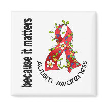 Autism Flower Ribbon 3 Refrigerator Magnets