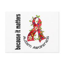Autism Flower Ribbon 3 Post Cards
